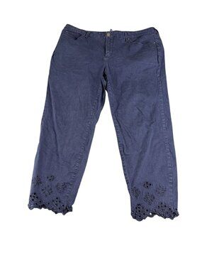 Charter Club Womens Navy Bristol  Pants Eyelet Hem 20 Detailed Bottom